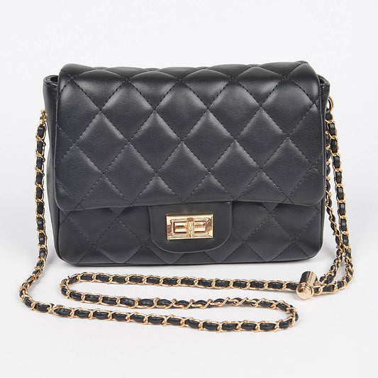 Quilted Faux Leather Flap Bag