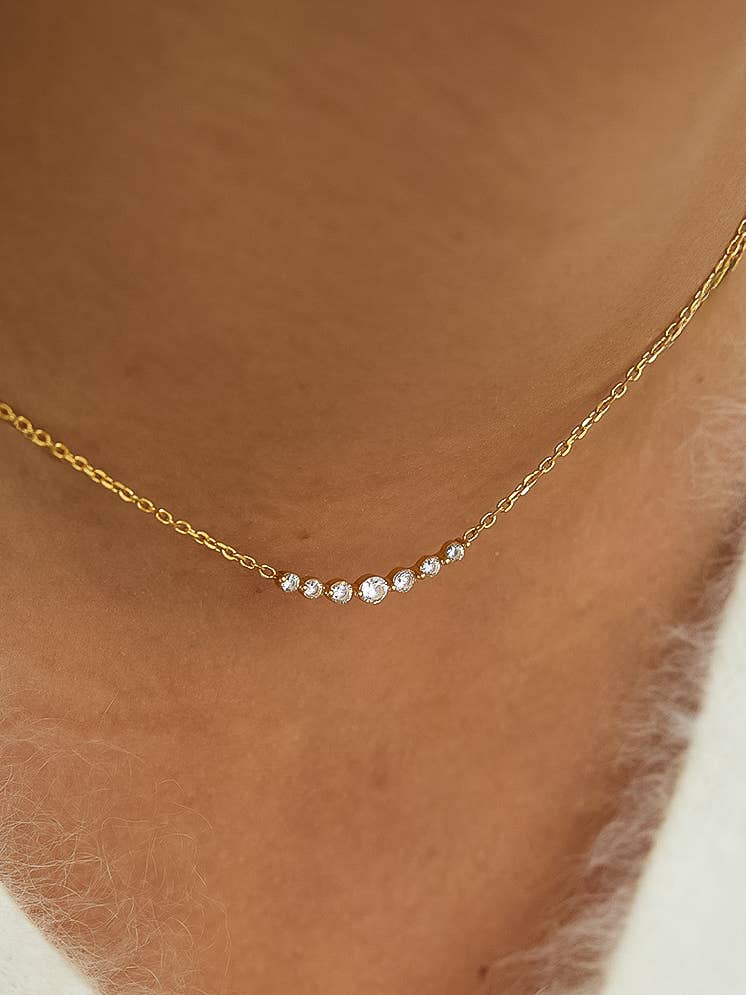 Non-Tarnish Crystal Station Chain Necklace