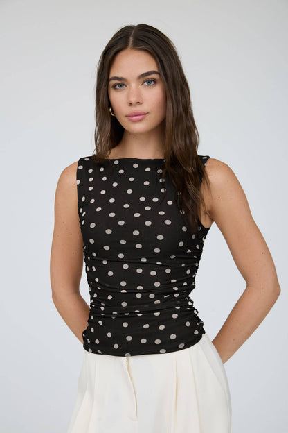 Polka Dot Mesh Top