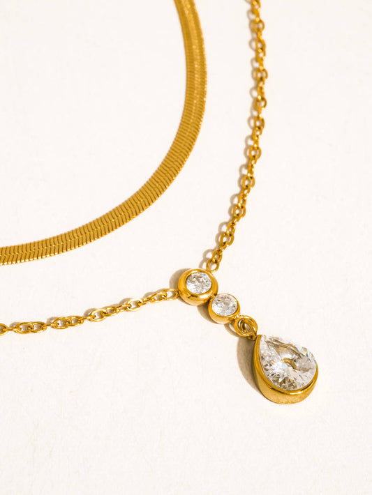 Non-Tarnish Layered Teardrop Necklace