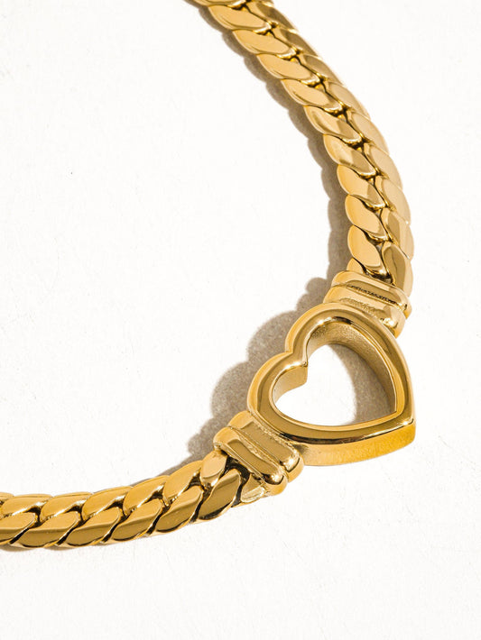 Non-Tarnish Heart Snake Chain Necklace