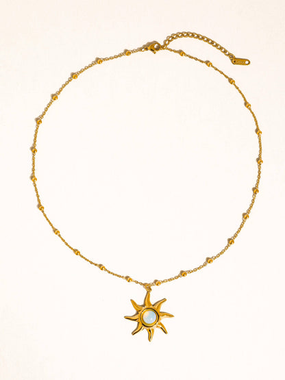 Non-Tarnish Sun Pendant Necklace
