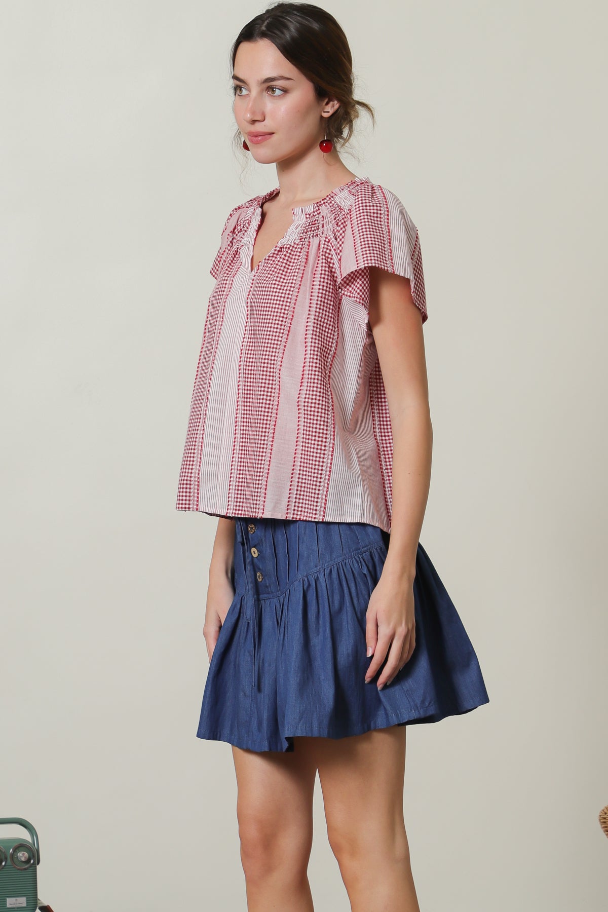 Gingham Short Sleeve Top