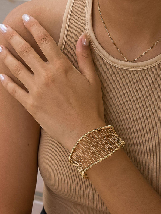 Chantôme 18K Gold Non-Tarnish Woven Cuff Bracelet