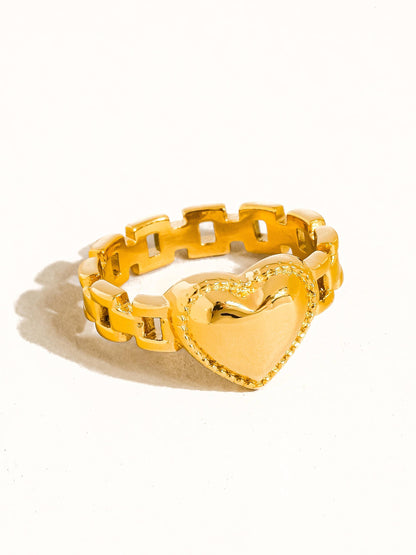 Storm 18K Gold Non-Tarnish Heart Watchband Ring