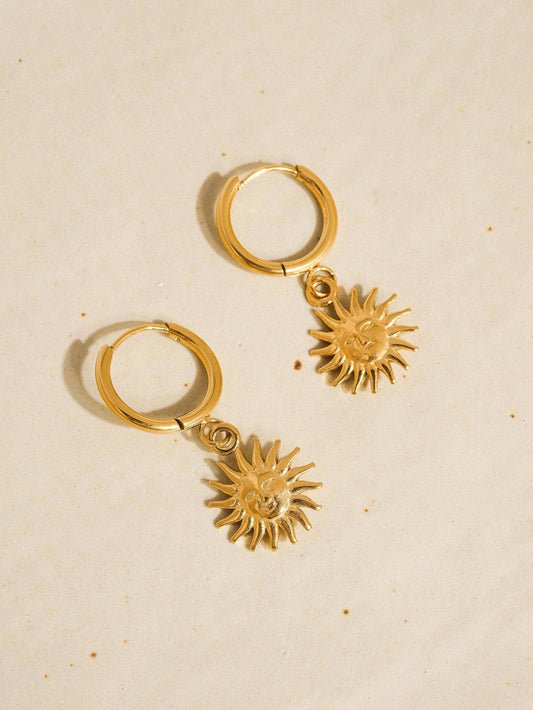 Non-Tarnish Sun hoop Earring