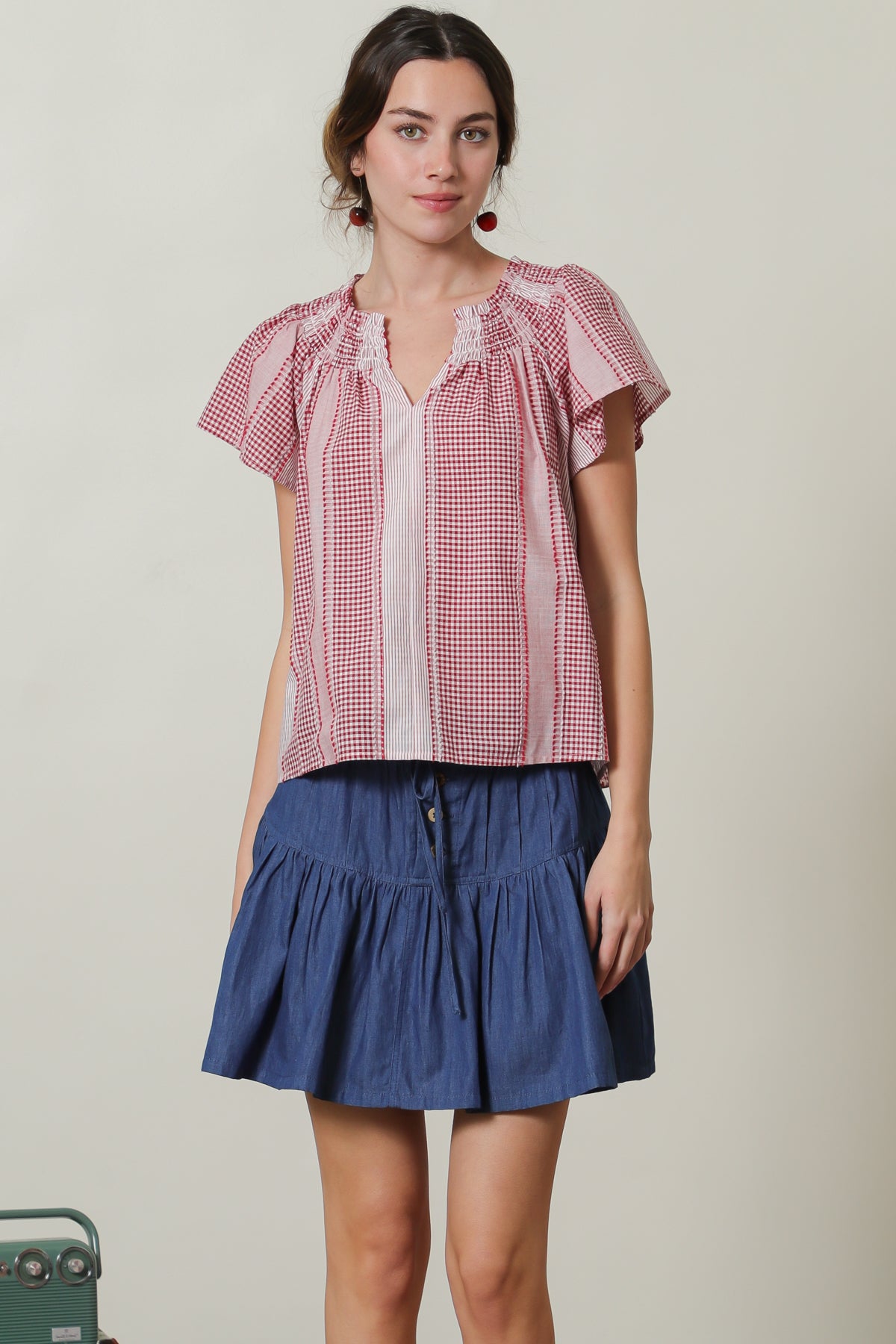 Gingham Short Sleeve Top