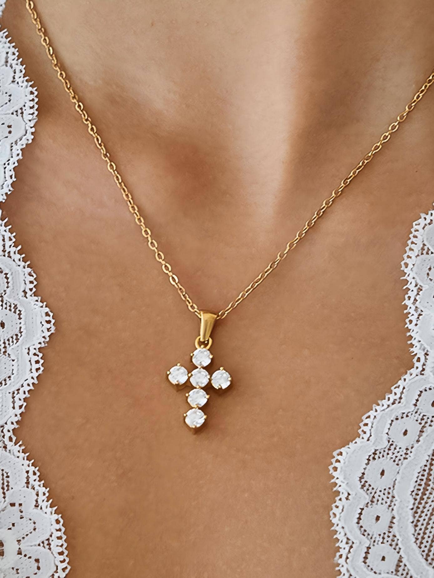 Raimon 18K Gold Non-Tarnish Cross Necklace