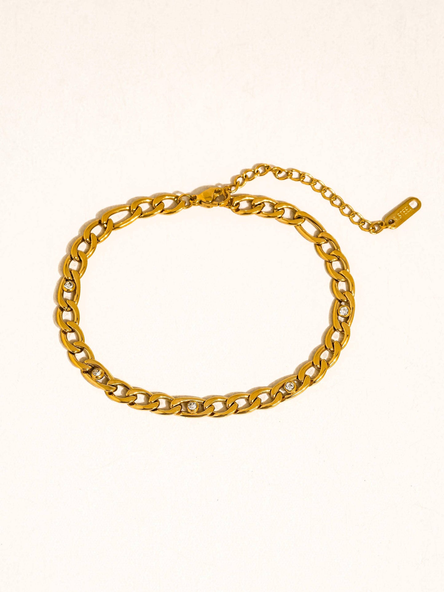 Berlin 18K Gold Non-Tarnish Cuban Chain CZ Bracelet