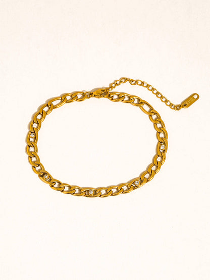 Berlin 18K Gold Non-Tarnish Cuban Chain CZ Bracelet
