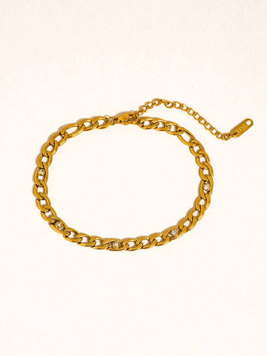 Berlin 18K Gold Non-Tarnish Cuban Chain CZ Bracelet