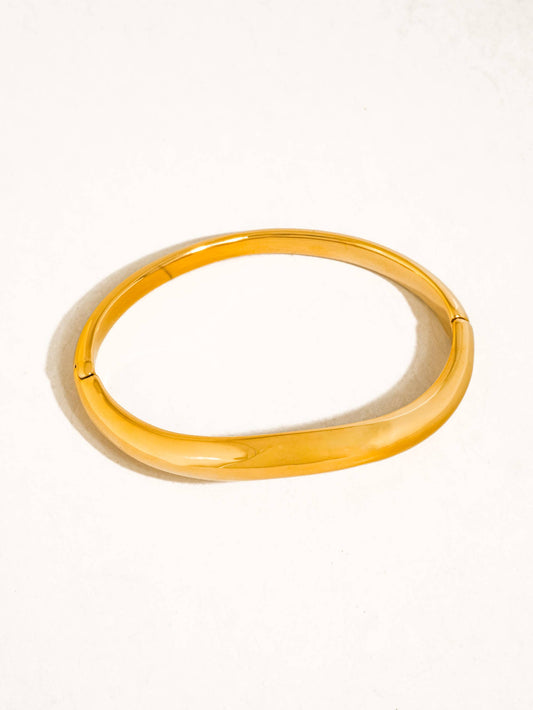 Mathieu 18K Gold Non-Tarnish Sculptural Bangle Bracelet