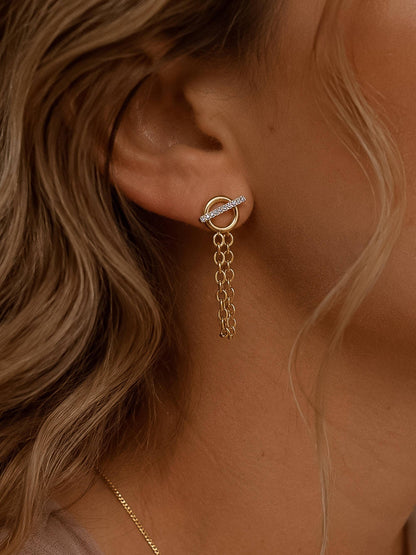 Non-Tarnish CZ Chain Drop Earrings