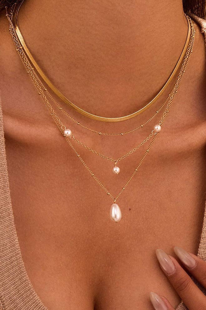 Non Tarnish Four Pearl Necklace