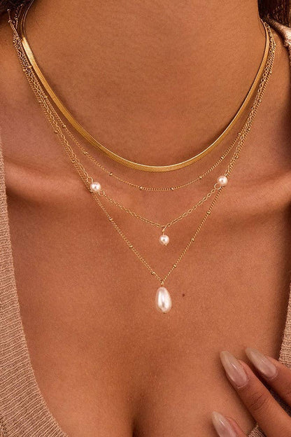 Non Tarnish Four Pearl Necklace