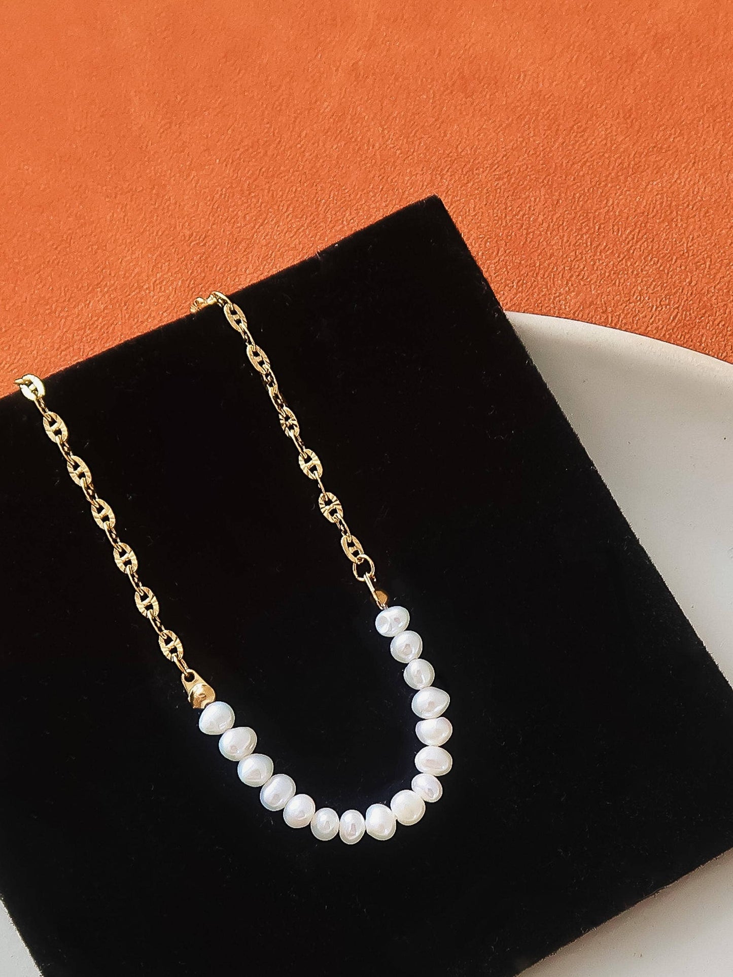 Non-Tarnish Freshwater Pearl Chain Necklace