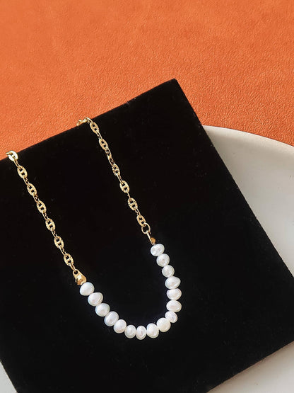 Non-Tarnish Freshwater Pearl Chain Necklace