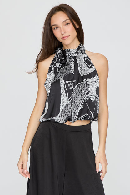High Neck Tie Top