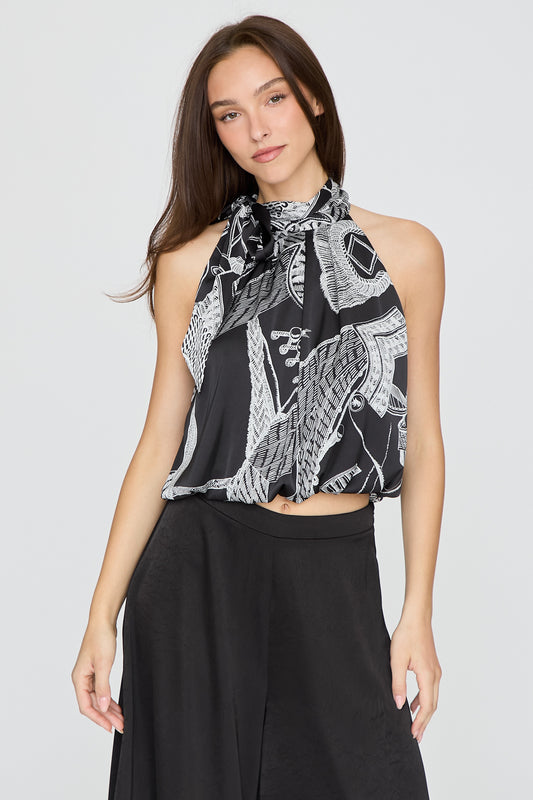 High Neck Tie Top