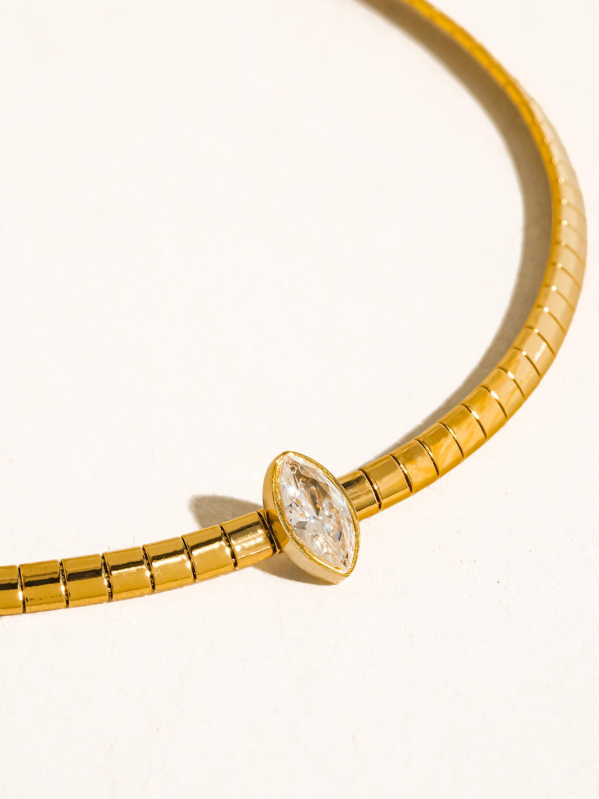 Non-Tarnish Marquise CZ Box Chain Choker