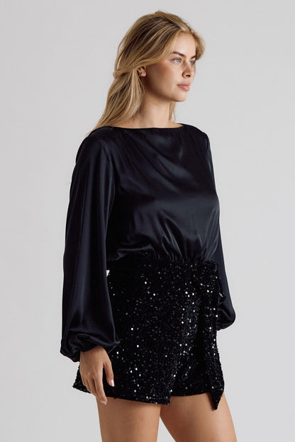 Satin Sequin Romper