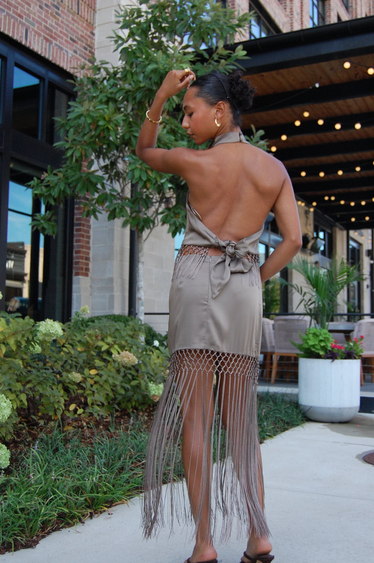 Satin Fringe Maxi Set