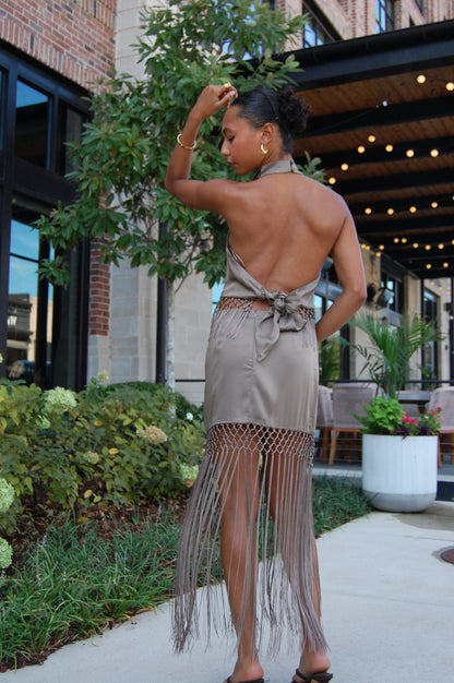 Satin Fringe Maxi Set