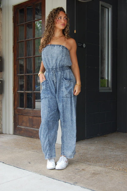Tube Denim Jumpsuit