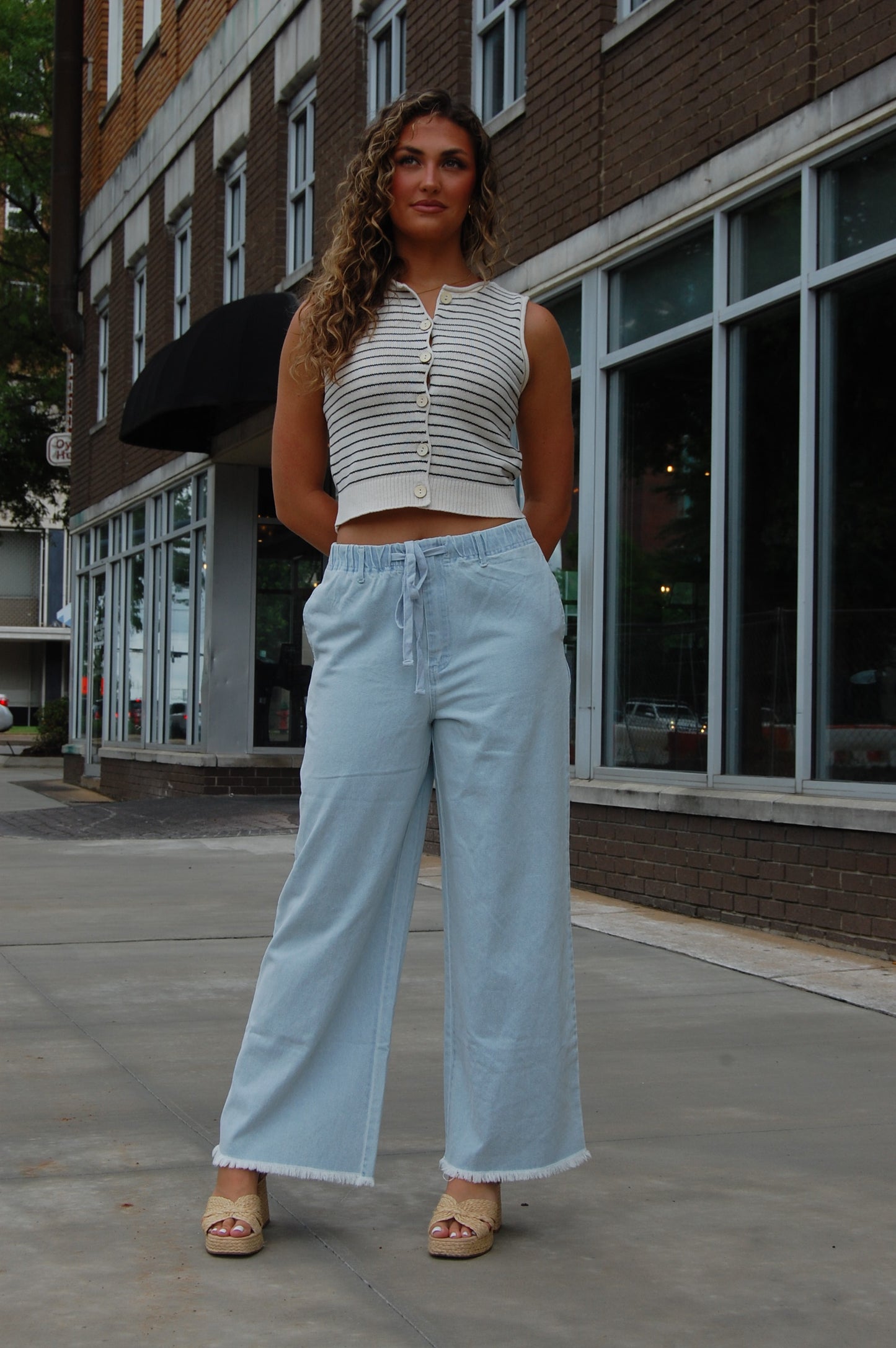 Twill Washed Wide Pants
