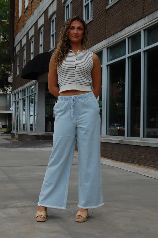 Twill Washed Wide Pants