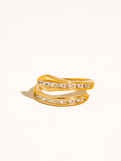 Verton 18K Gold Non-Tarnish Snake CZ Ring