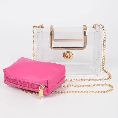Transparent Metal Handle Bag W/ Pouch