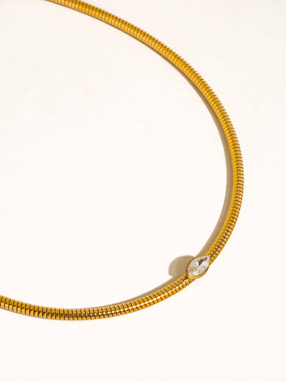 Non-Tarnish Marquise CZ Snake Chain Choker
