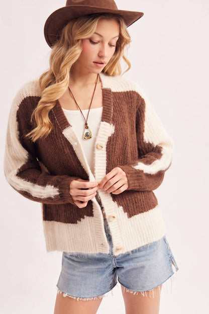 Cowhide Fuzzy Cardigan