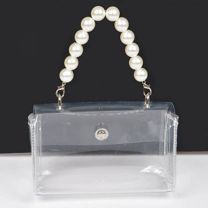 Transparent Pearl Handle Flap Bag