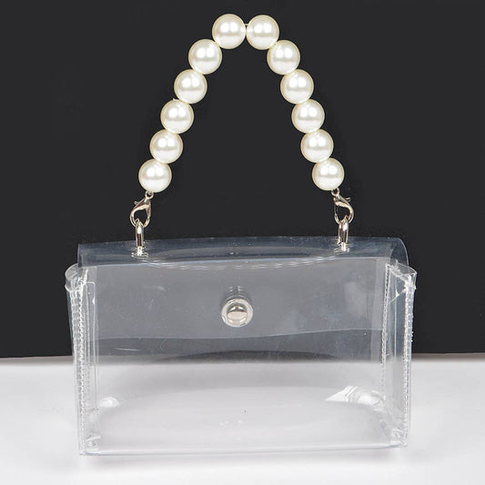 Transparent Pearl Handle Flap Bag