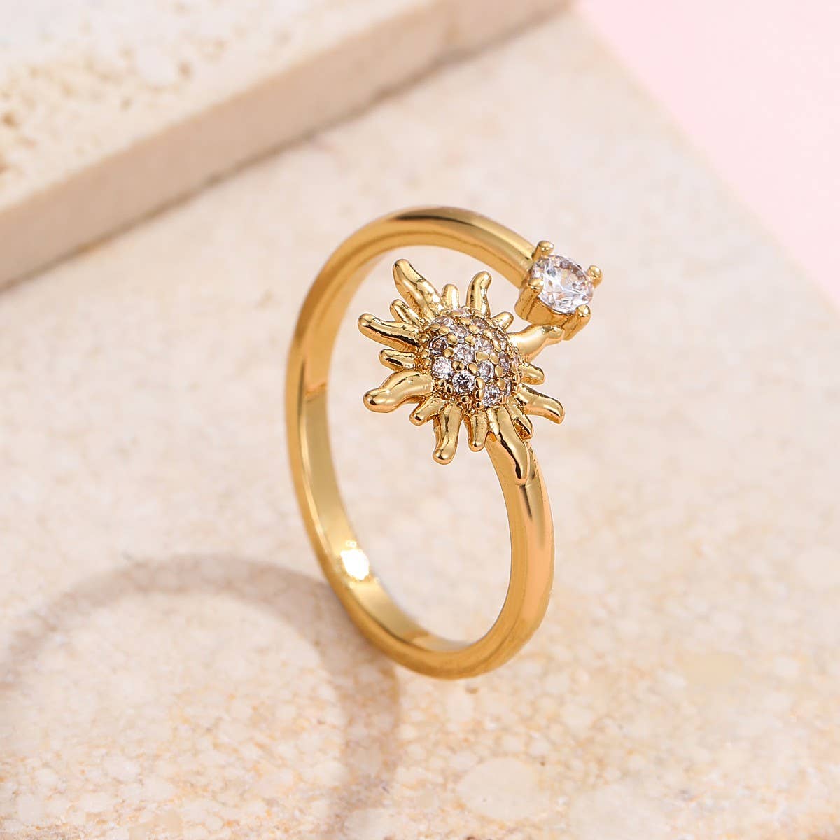 Non Tarnish Flower Diamond Ring
