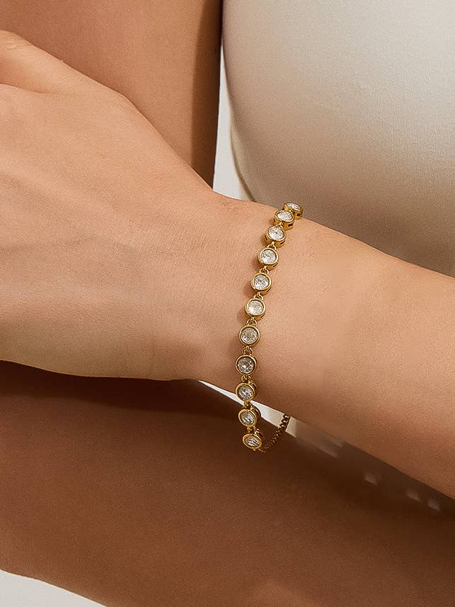 Ambrosia 18K Gold Non-Tarnish Rhinestone Chain Bracelet