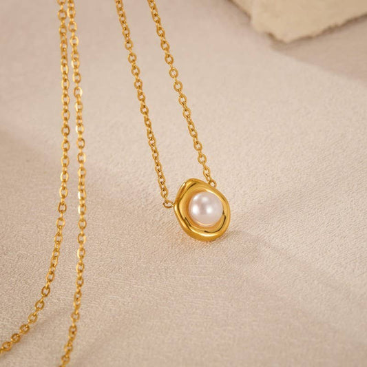 Non Tarnish Gold Pearl Necklace