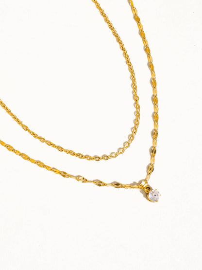 Cerise Non-Tarnish CZ Stone Stacked Necklace