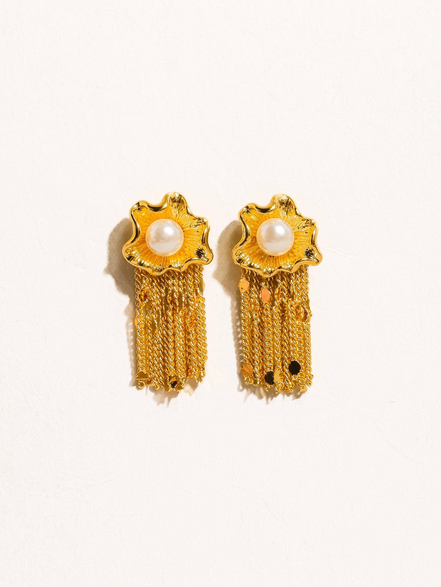 Mallorca Waterproof 18K Gold Pearl Shell Tassel Earring