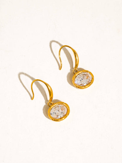 Non-Tarnish Oval CZ Earrings