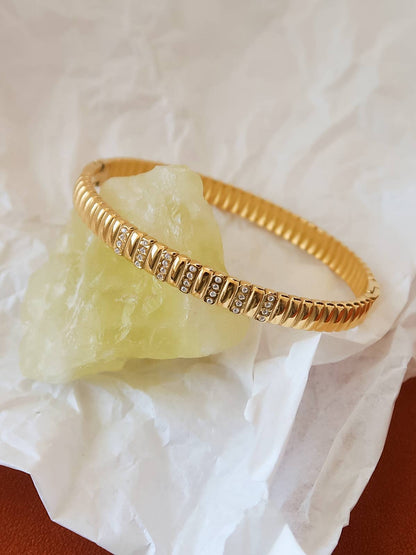 Monelle 18K Gold Non-Tarnish CZ Bangle Bracelet