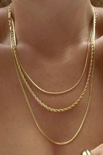 Non Tarnish Three Chain Necklace