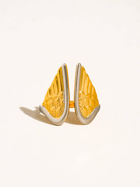 Silvane 18K Gold Non-Tarnish Angel Wing Ring
