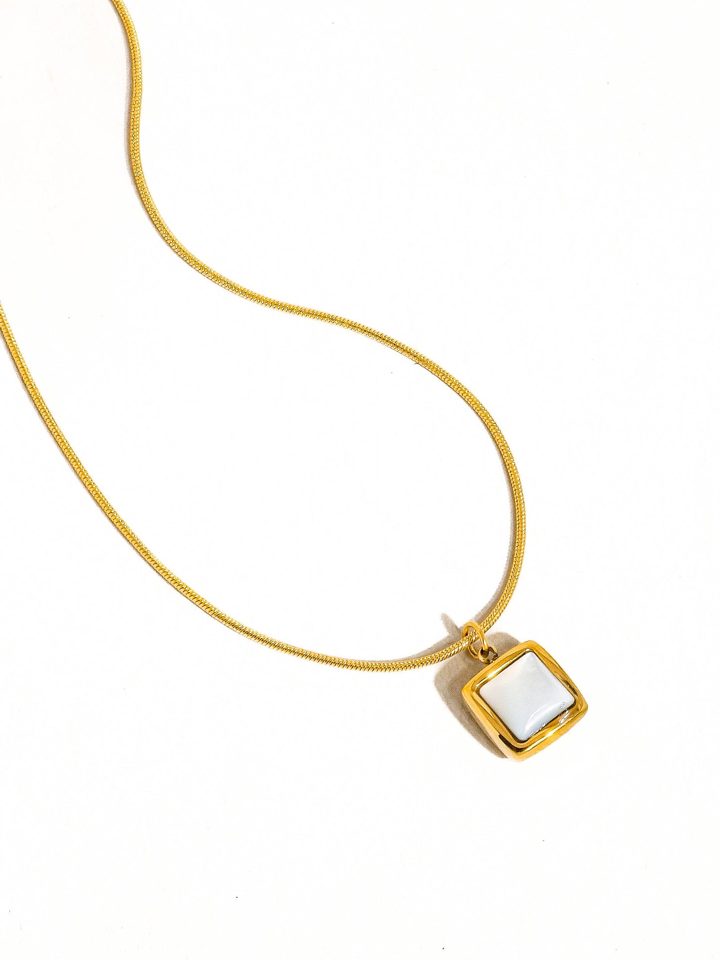 Berenice Non-Tarnish Square Shell Necklace