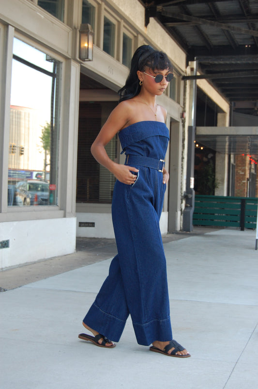 Tube Denim Jumpsuit