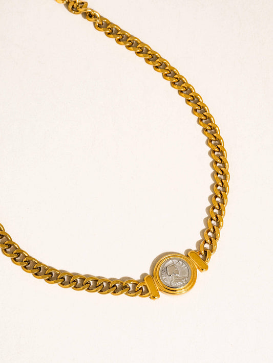 Parisse Non-Tarnish Coin Pendant Necklace