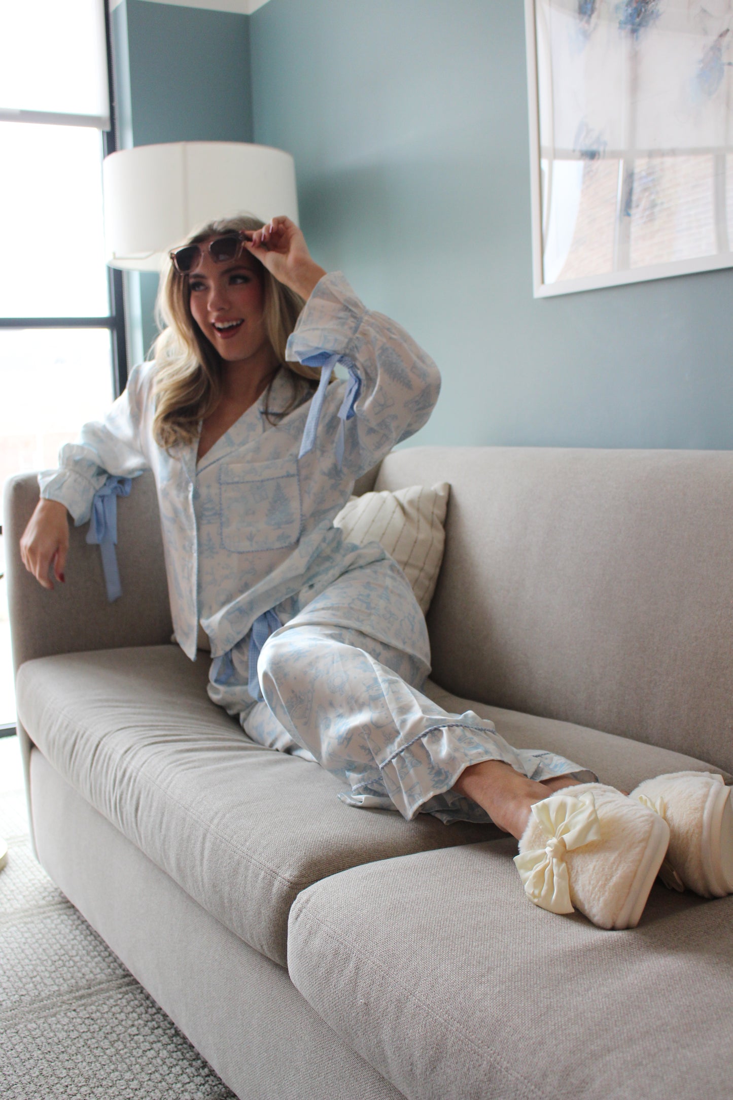 Gingham Tie Christmas PJ pants