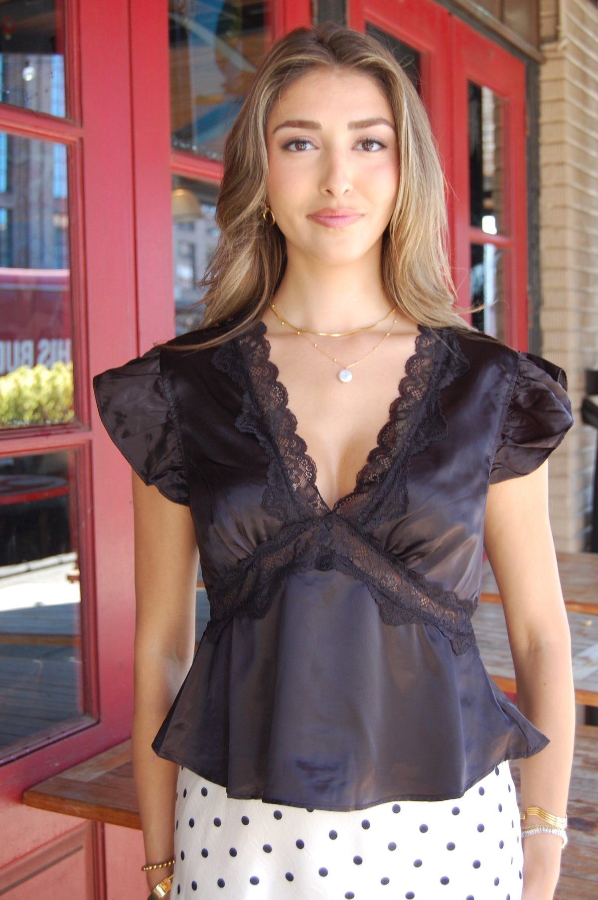 Lace Satin Top